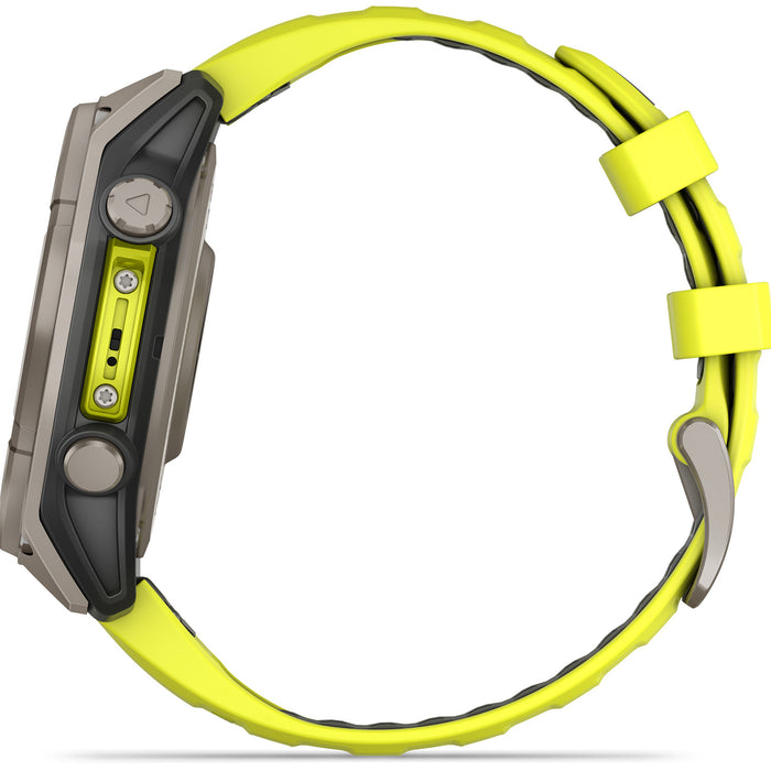 Garmin fenix 8 - Sapphire Solar Smartwatch Titanium w/Amp Yellow/Graphite Silicone Band