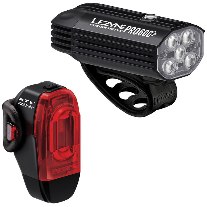 Lezyne Fusion Drive Pro 600+ / KTV Drive Pro+ Bike Light Set Satin Black / Black