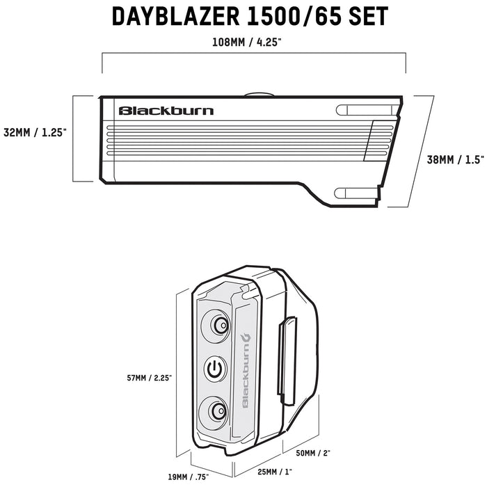 Blackburn Dayblazer 1500 Front and 65 Rear Bike Light Set Black