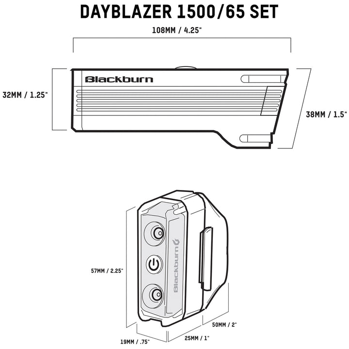 Blackburn Dayblazer 1500 Front and 65 Rear Bike Light Set Black