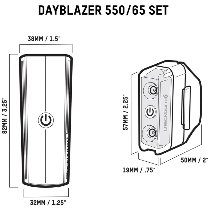 Blackburn Dayblazer 550 Front and 65 Rear Bike Light Set Black