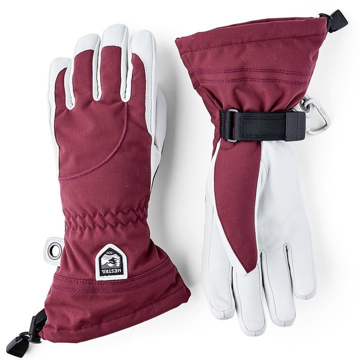 Hestra Heli Gloves - Women's Bordeaux/Off White