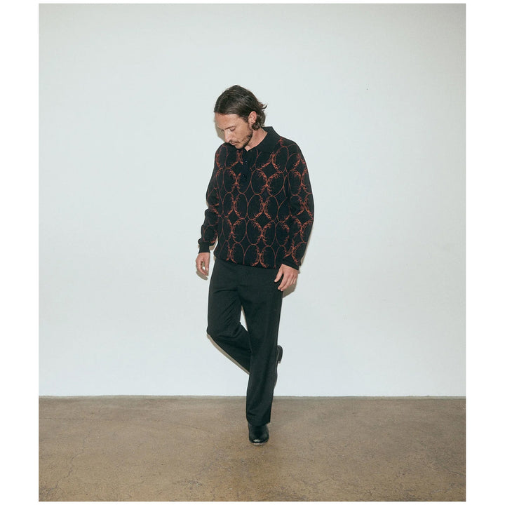 Former Coil Knit Long-Sleeve Polo - Men's Black Blood