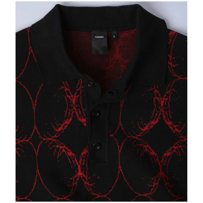Former Coil Knit Long-Sleeve Polo - Men's Black Blood
