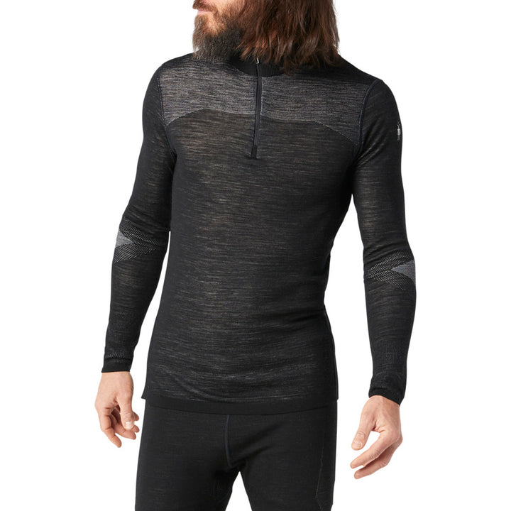 Smartwool Intraknit Merino Base Layer 1/4 Zip Top - Men's Black/White
