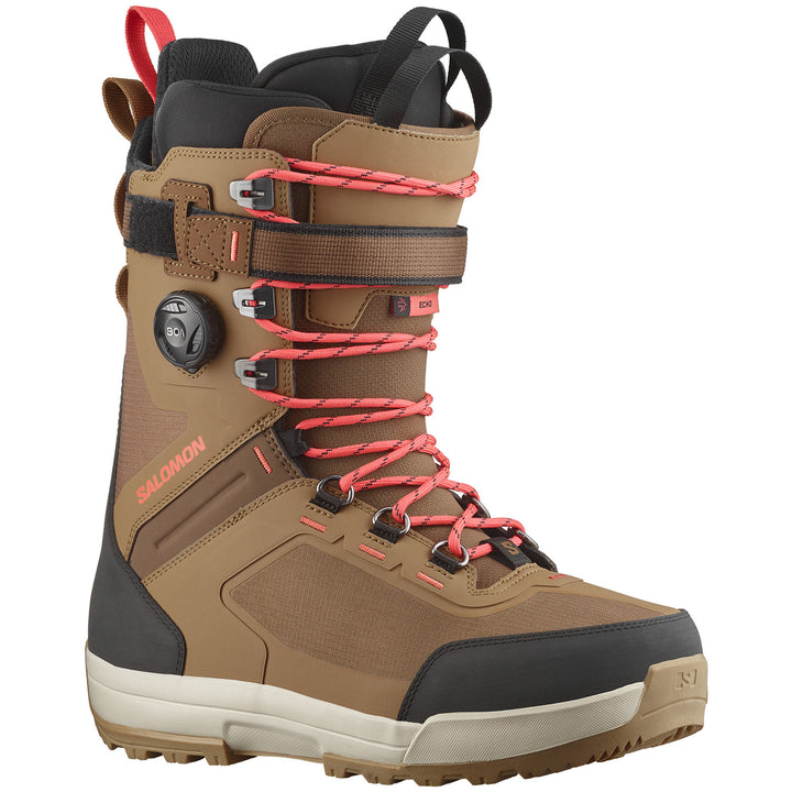 Salomon Echo Lace SJ Boa Snowboard Boots 2025 Tobacco Brown/Black/Hot Coral