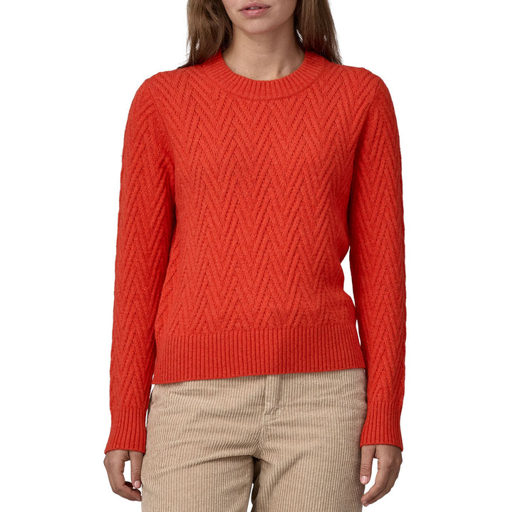 Patagonia Recycled Wool Crewneck Sweater - Women's Chevron Cable: Madder Red