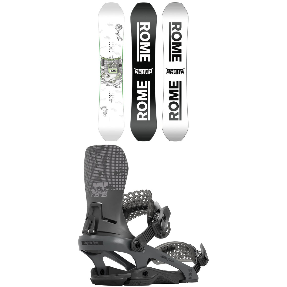Rome Party Mod Snowboard + D.O.D. Snowboard Bindings 2025