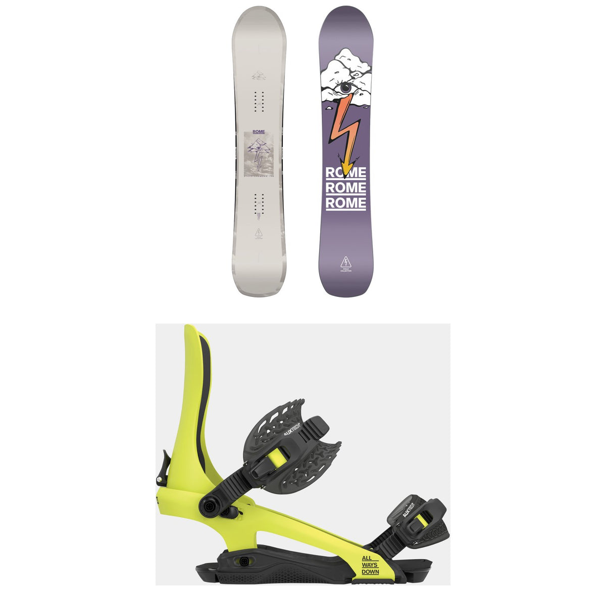 Rome Stale Crewzer Snowboard + 390 Boss Snowboard Bindings 2025