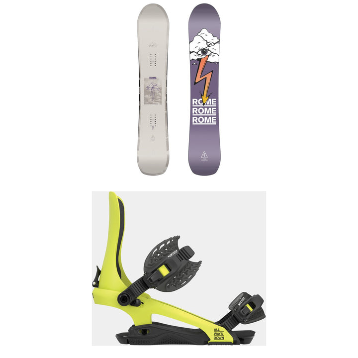 Rome Stale Crewzer Snowboard + 390 Boss Snowboard Bindings 2025