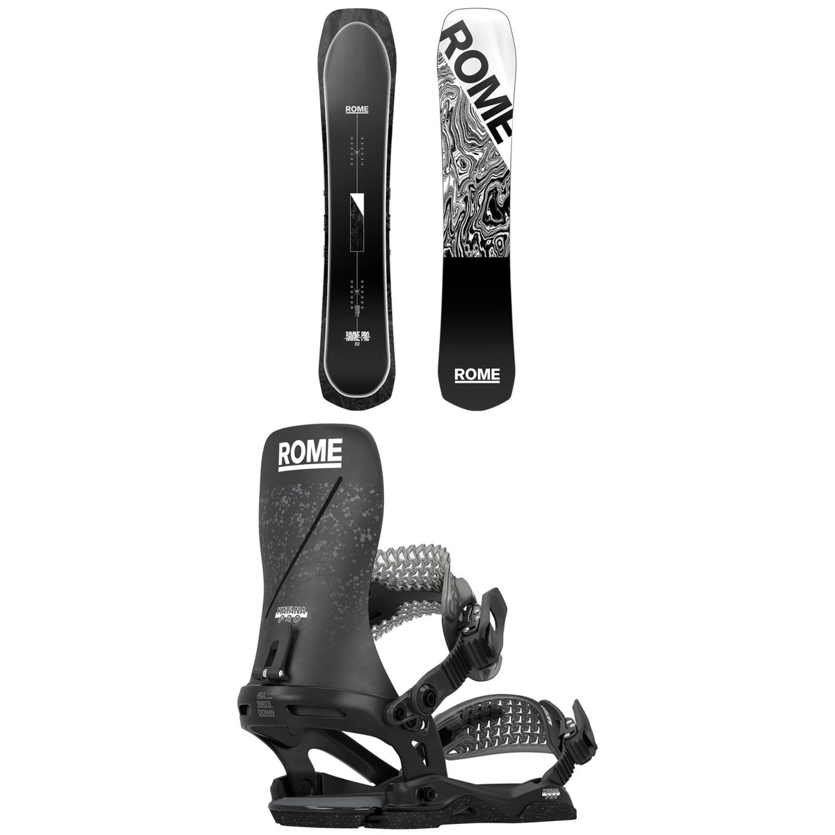 Rome Ravine Pro Snowboard + Katana Pro Snowboard Bindings 2025