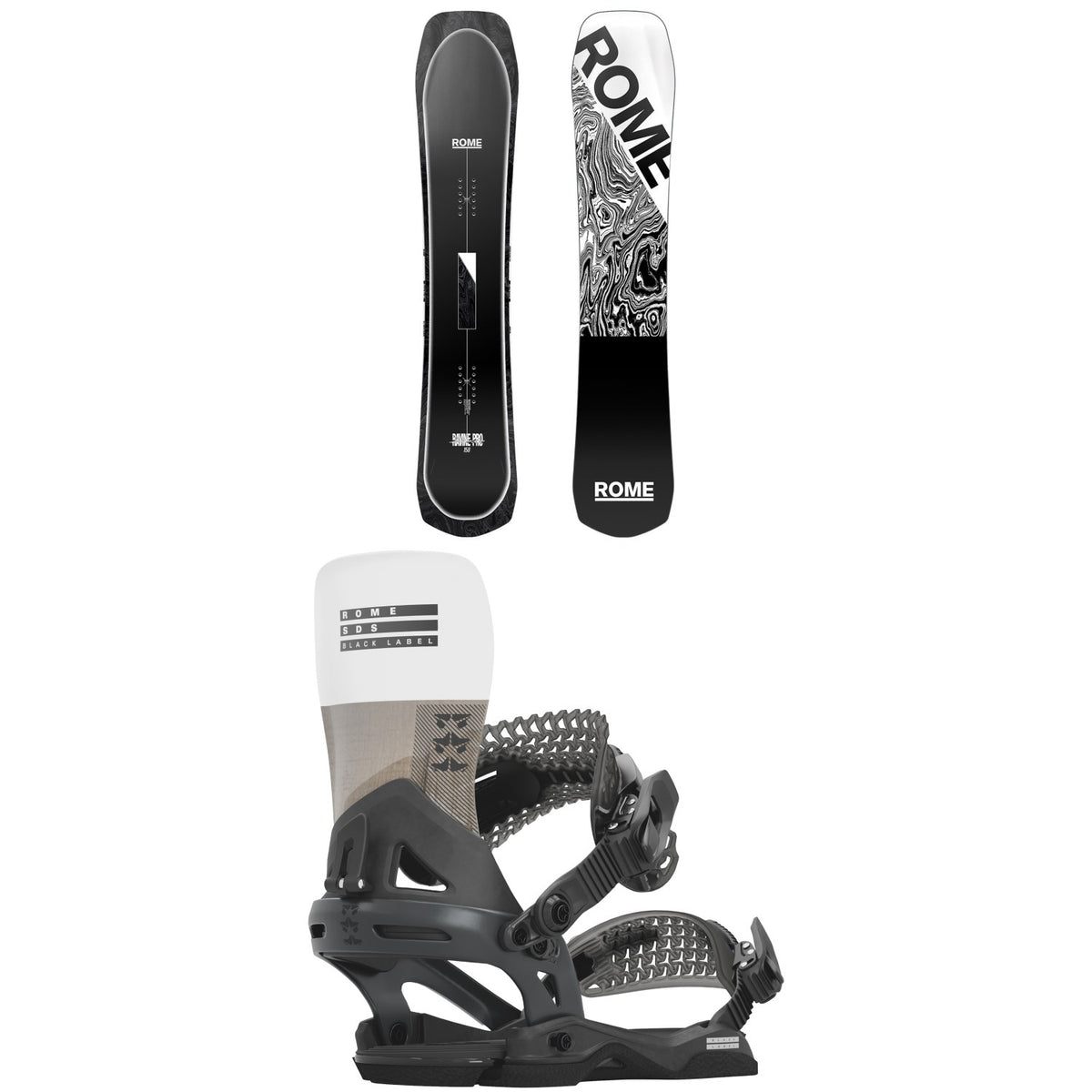 Rome Ravine Pro Snowboard + Black Label Snowboard Bindings 2025