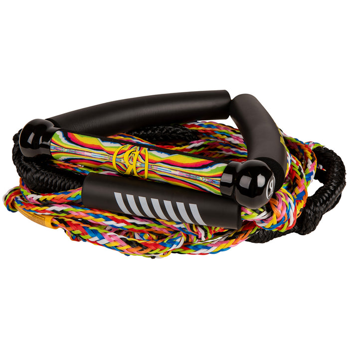Ronix 10" Hide Grip Handle + 25 ft 5-Section Bungee Surf Rope Prism