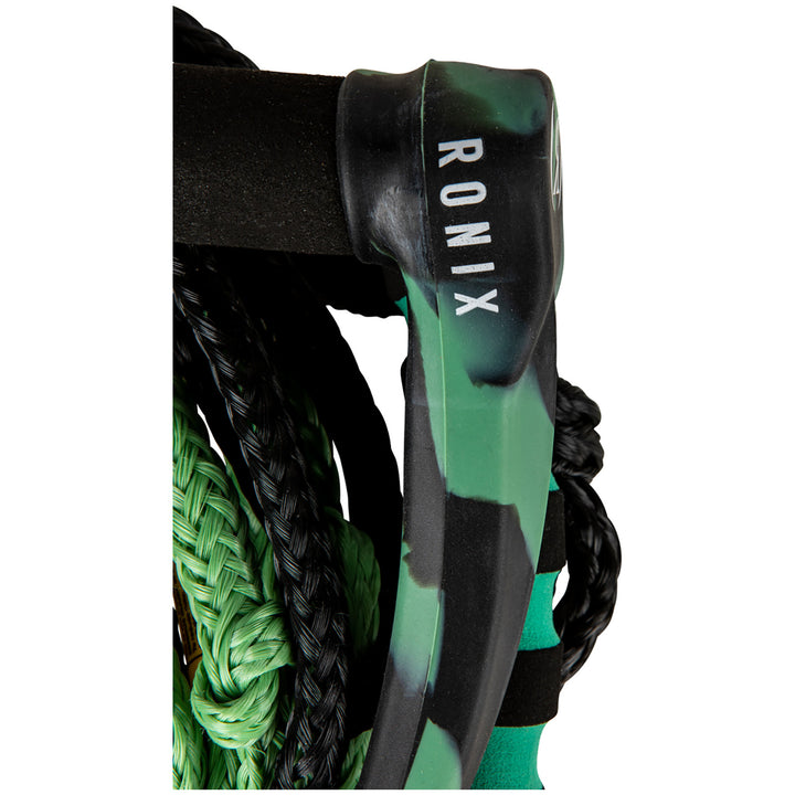 Ronix 11" Surf Handle + 30 ft 4-Section Spinner Silicone Surf Rope Jade / Black