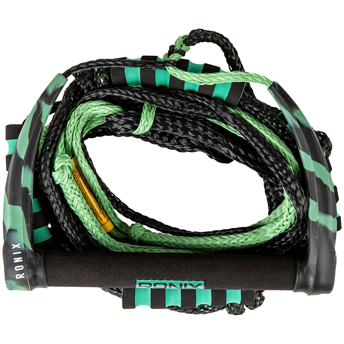 Ronix 11" Surf Handle + 30 ft 4-Section Spinner Silicone Surf Rope Jade / Black