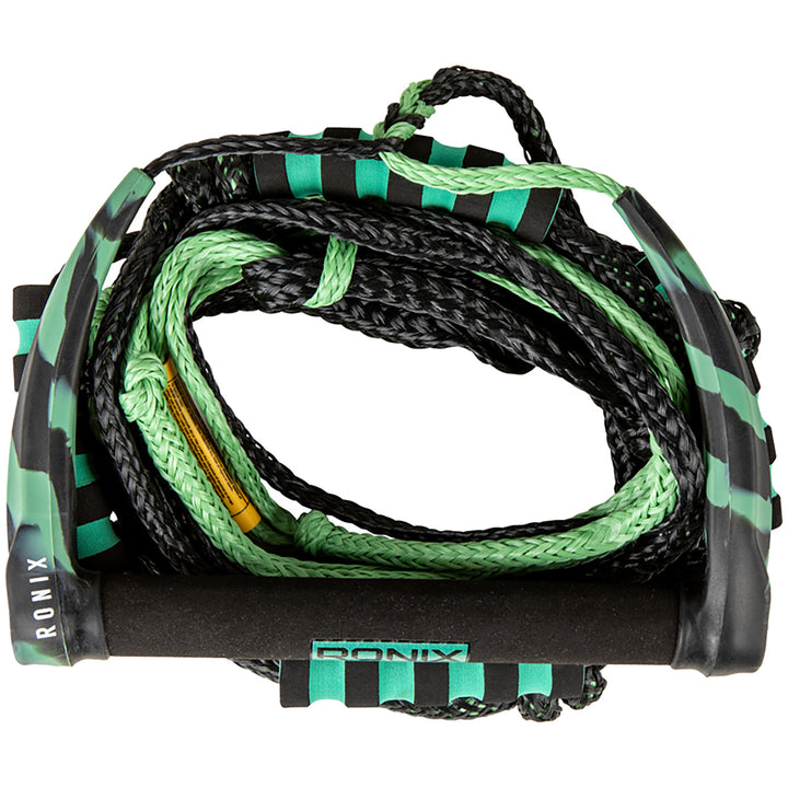 Ronix 11" Surf Handle + 30 ft 4-Section Spinner Silicone Surf Rope Jade / Black