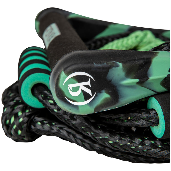 Ronix 11" Surf Handle + 30 ft 4-Section Spinner Silicone Surf Rope Jade / Black