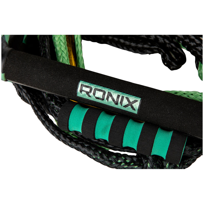 Ronix 11" Surf Handle + 30 ft 4-Section Spinner Silicone Surf Rope Jade / Black
