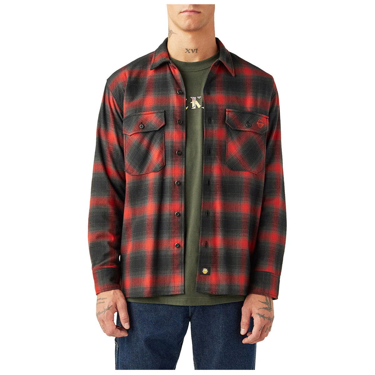 Dickies X Spitfire Flannel Long-Sleeve Shirt - Men's Red Ochre