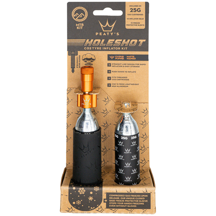 Peaty's Holeshot CO2 Tire Inflator Kit w/ Cartridges Mango