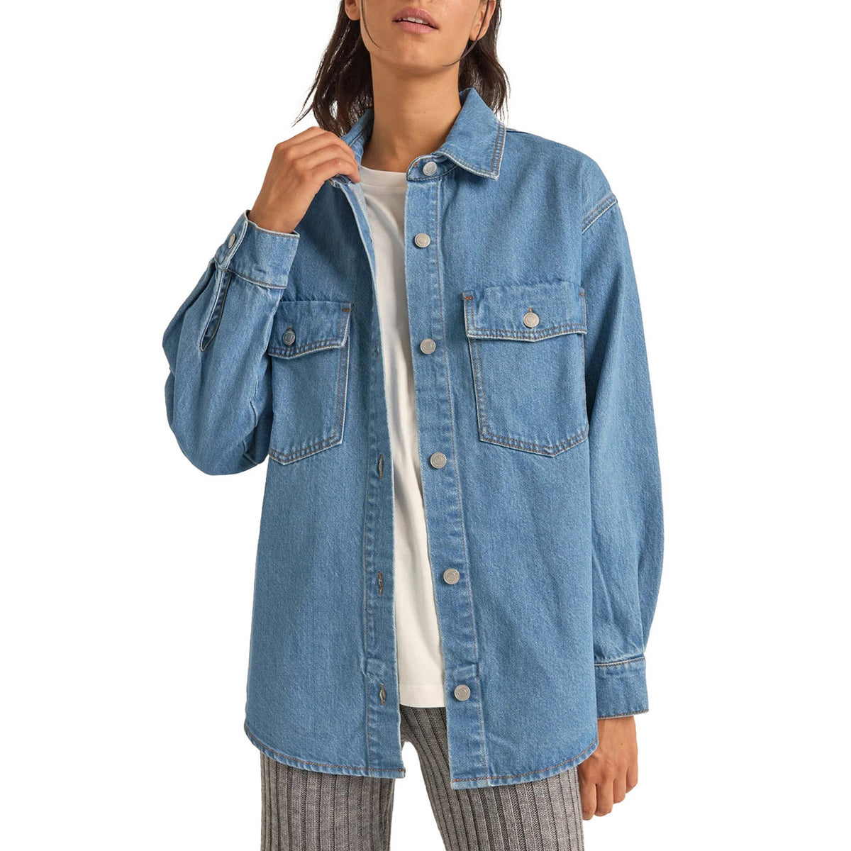 Rhythm Oversized Denim Shacket - Women's Washed Blue