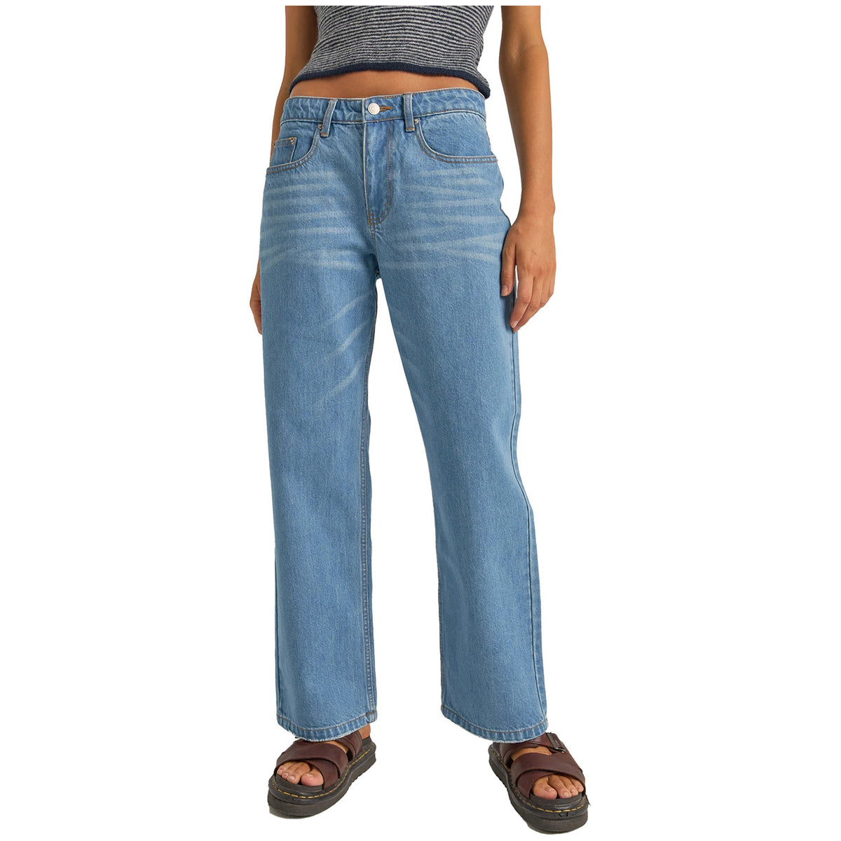 Rhythm Washed Out Denim Pants - Women's Blue