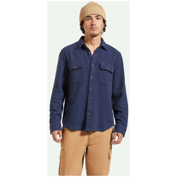 Brixton Bowery Textured Twill Overshirt - Men's Washed Navy
