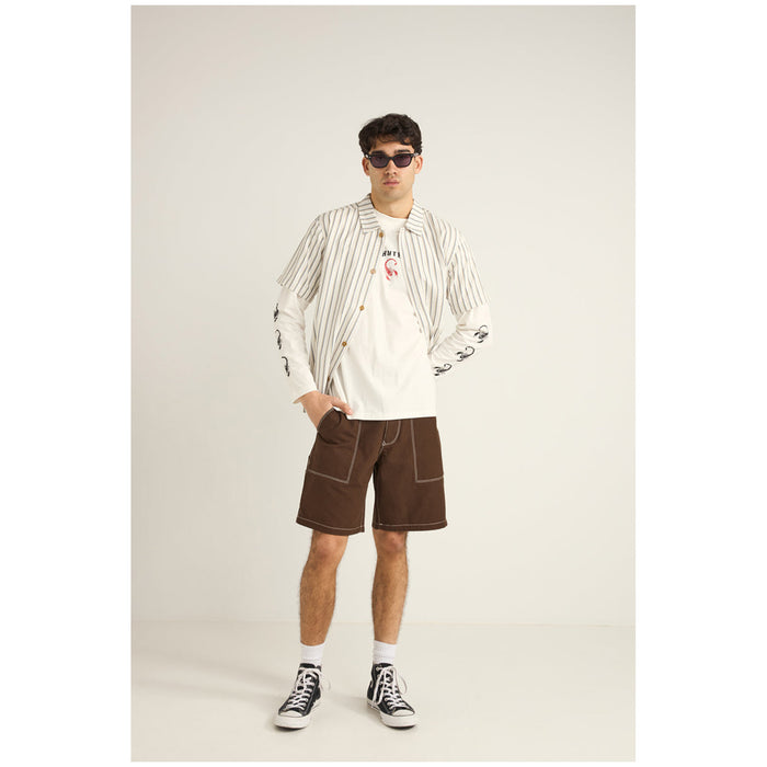 Rhythm Seersucker Stripe Short-Sleeve Shirt - Men's White