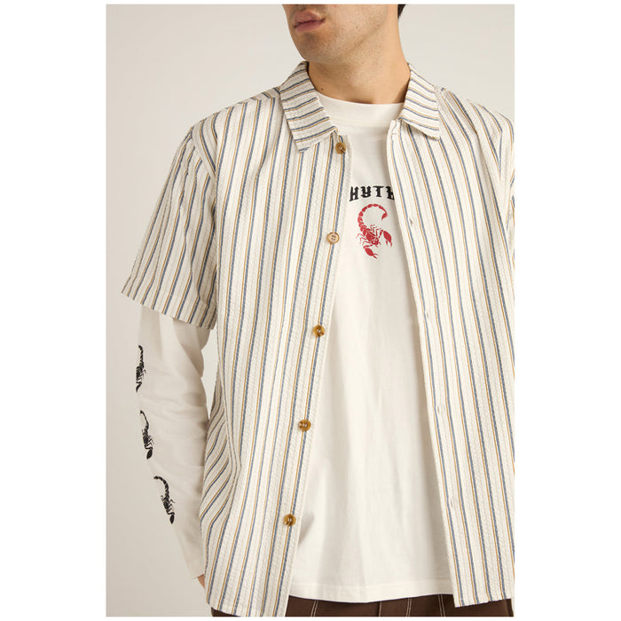 Rhythm Seersucker Stripe Short-Sleeve Shirt - Men's White