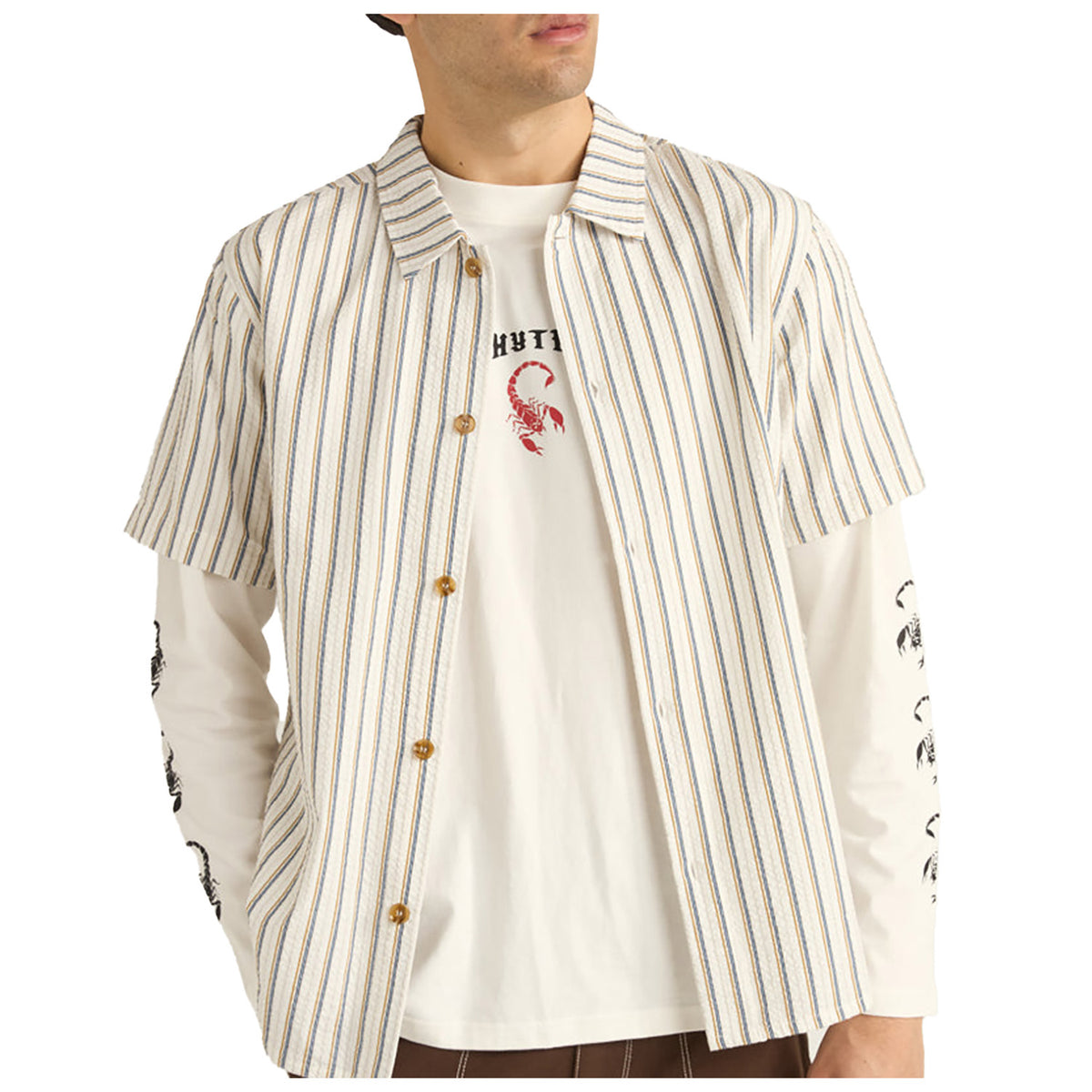 Rhythm Seersucker Stripe Short-Sleeve Shirt - Men's White