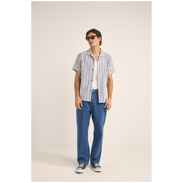 Rhythm Vacation Stripe Short-Sleeve Shirt - Men's Blue