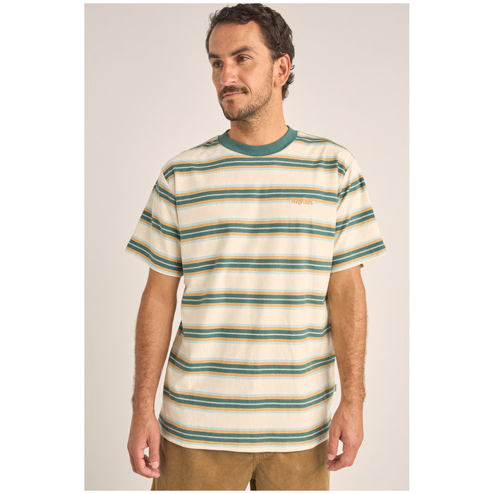 Rhythm Everyday Stripe Short-Sleeve T-Shirt - Men's Vintage Green