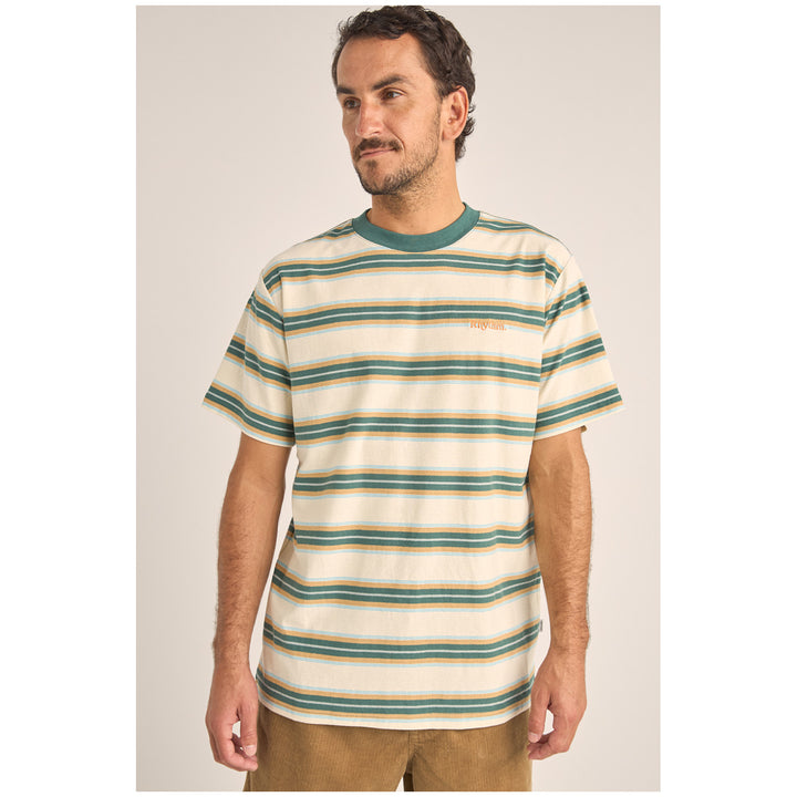 Rhythm Everyday Stripe Short-Sleeve T-Shirt - Men's Vintage Green