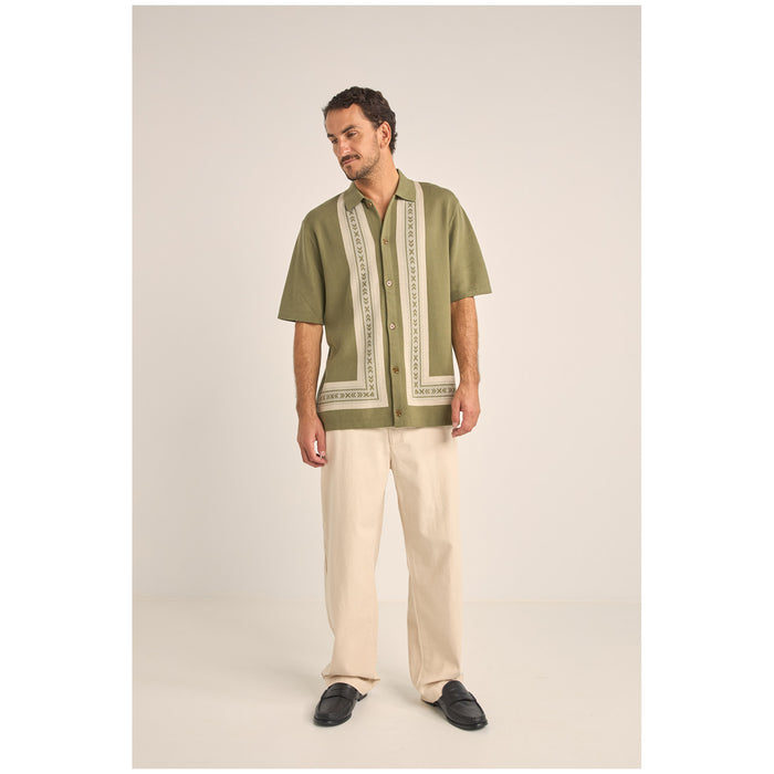 Rhythm Loma Knitted Short-Sleeve Shirt - Men's Sage