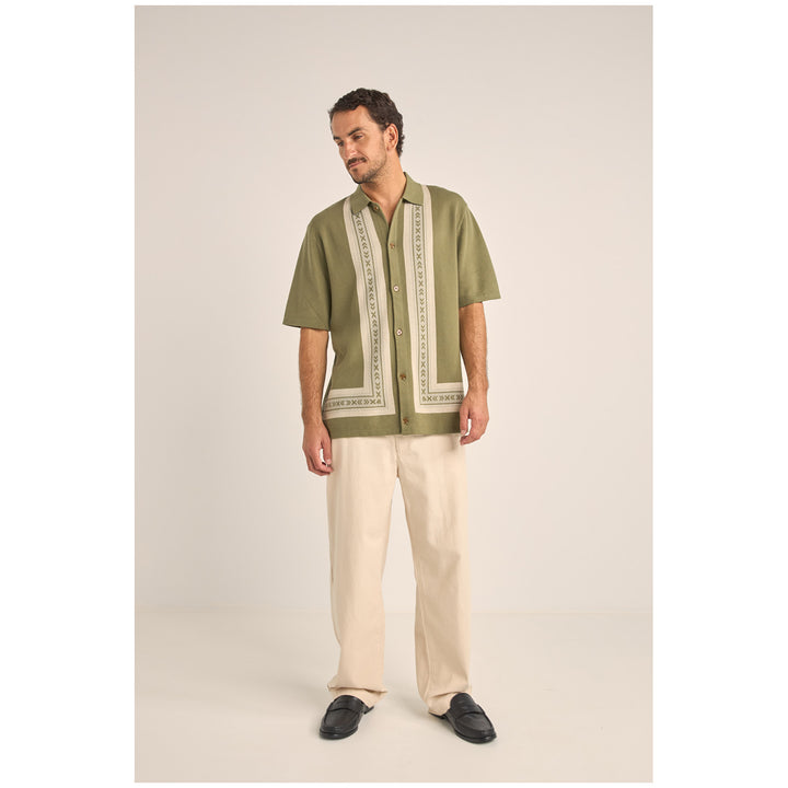 Rhythm Loma Knitted Short-Sleeve Shirt - Men's Sage