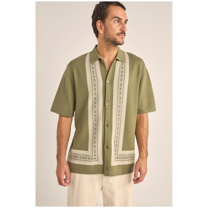 Rhythm Loma Knitted Short-Sleeve Shirt - Men's Sage