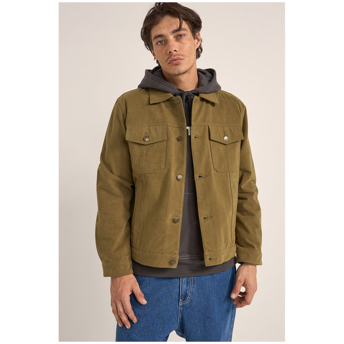 Rhythm Brushed Twill Trucker Jacket - Men's Olive