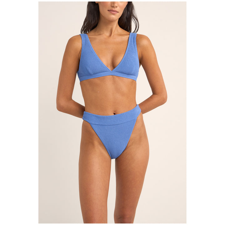 Rhythm Isla Rib Tall Tri Bikini Top - Women's Cornflower