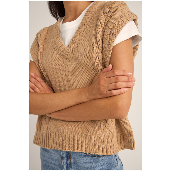 Rhythm Finley Cable Knit Vest - Women's Sand