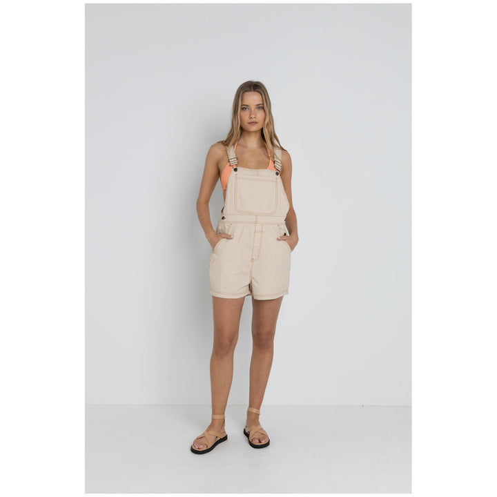 Rhythm Willa Stripe Short Overalls - Women's Sand
