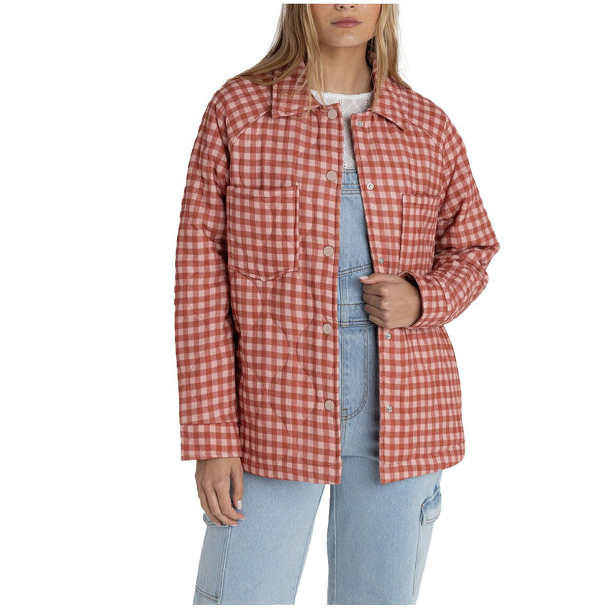 Rhythm Lola Check Quilted Jacket - Women's Peach