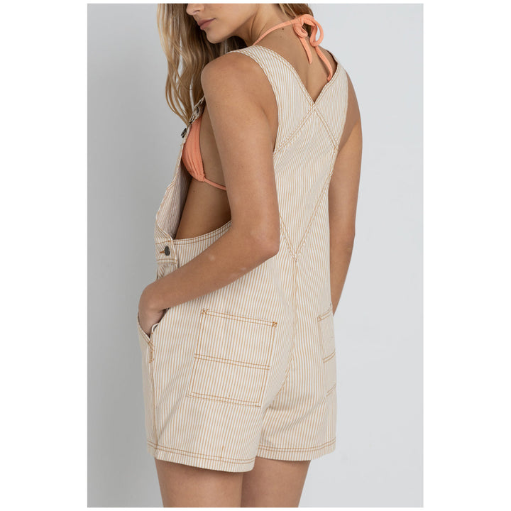 Rhythm Willa Stripe Short Overalls - Women's Sand