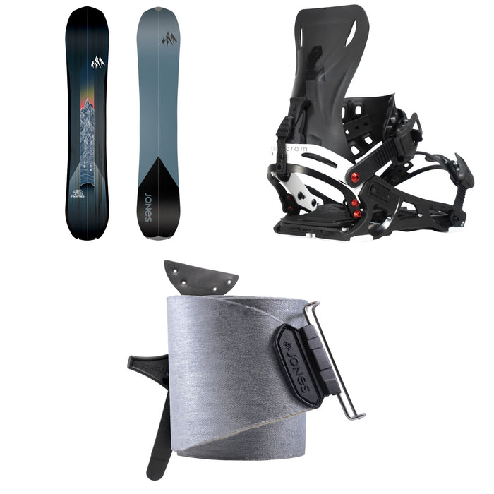 Jones Frontier Splitboard + Karakoram Ultra Ranger + Split Interface Splitboard Bindings + Nomad Universal Tail Clip Splitboard Skins 2025