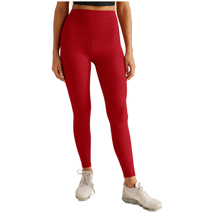 Beyond Yoga Spacedye Caught In The Midi High Waisted Leggings - Women's Ruby Red Heather