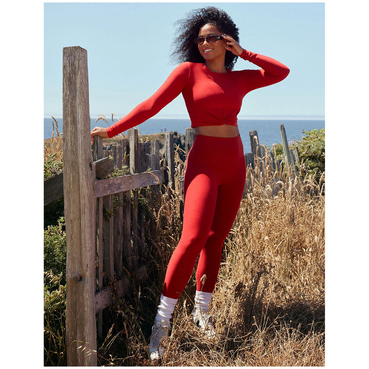 Beyond Yoga Spacedye Caught In The Midi High Waisted Leggings - Women's Ruby Red Heather