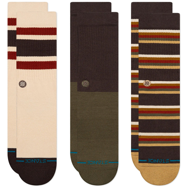 Stance Mill House 3-Pack Crew Socks Dark Brown