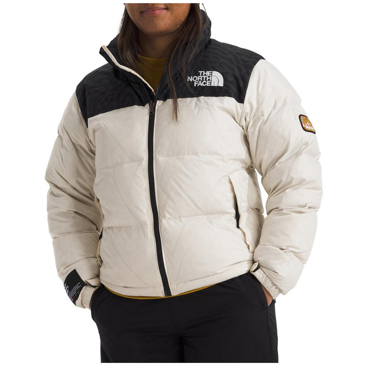 The North Face 1996 Retro Nuptse Jacket - Women's White Dune/TNF Black TNF Tiger Stripe Print