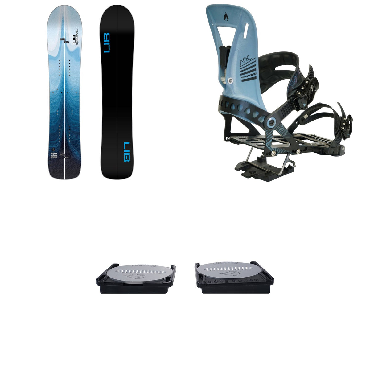 Lib Tech Escalator Splitboard + Spark R&D Arc ST Splitboard Bindings + Canted Pucks 2025