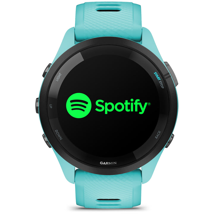 Garmin Forerunner 265 Smartwatch Black/Aqua with Aqua/Black Silicone Band