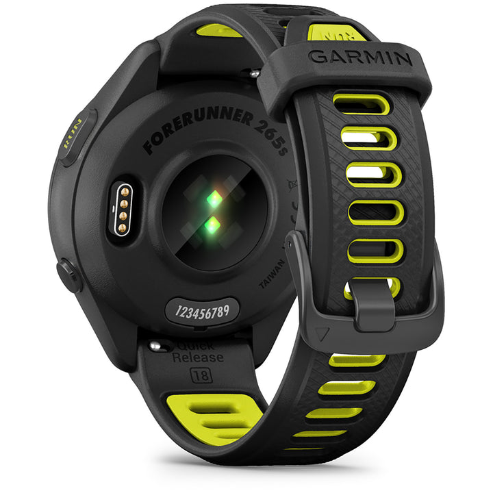 Garmin Forerunner 265S Smartwatch Black/Black with Black/Amp Yellow Silicone Band